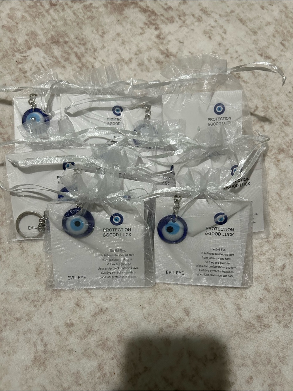 Evil Eye Protection Keychain/Charm - Blue White